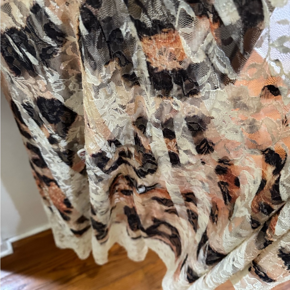 Origami Beige Leopard Print Lace Panel Dress - Picture 5 of 6